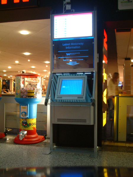 The v36 kiosk unit is designed to comfortably accommodate wheelchair users, whilst maintaining a stylish design. The large area above the screen is ideal for advertising or identification.